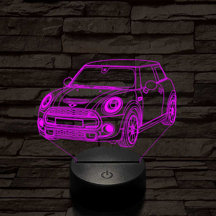 Mini Cooper 2014 7 színű  3D led lámpa