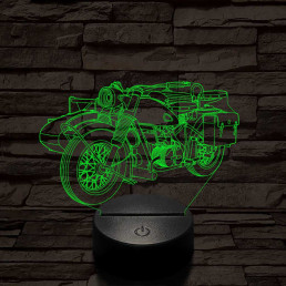 Oldalkocsis-motor  7 színű 3D led lámpa