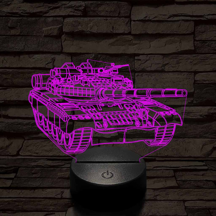 Tank szemből 7 színű 3D led lámpa