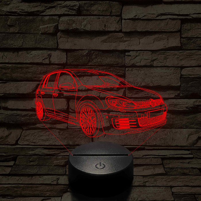 Volkswagen GTi 7 színű 3D led lámpa