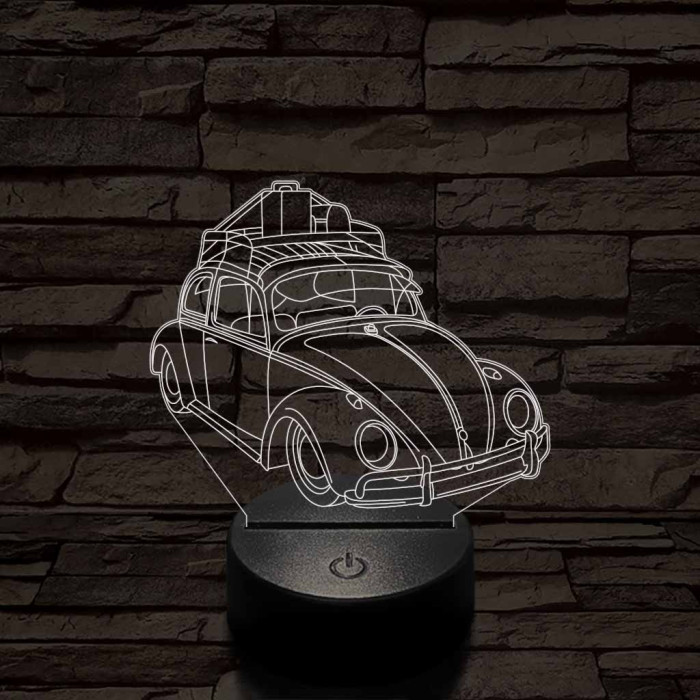 Volkswagen Bogár 7 színű 3D led lámpa