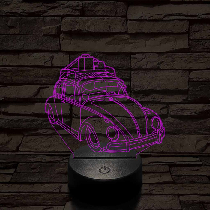 Volkswagen Bogár 7 színű 3D led lámpa