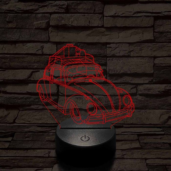 Volkswagen Bogár 7 színű 3D led lámpa