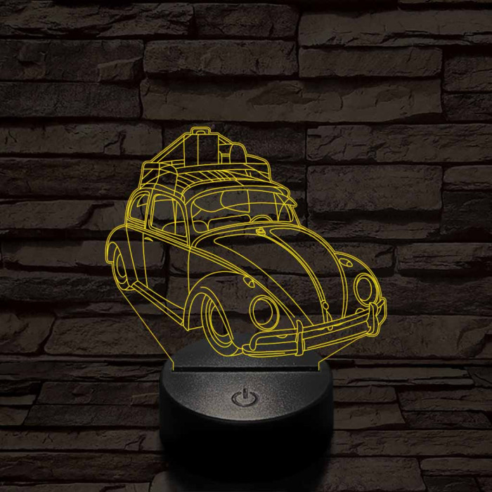 Volkswagen Bogár 7 színű 3D led lámpa