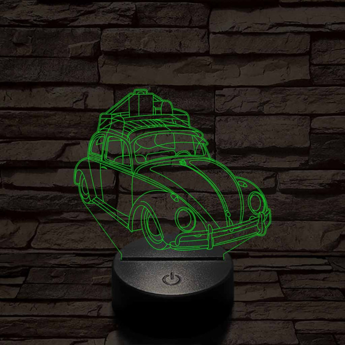 Volkswagen Bogár 7 színű 3D led lámpa