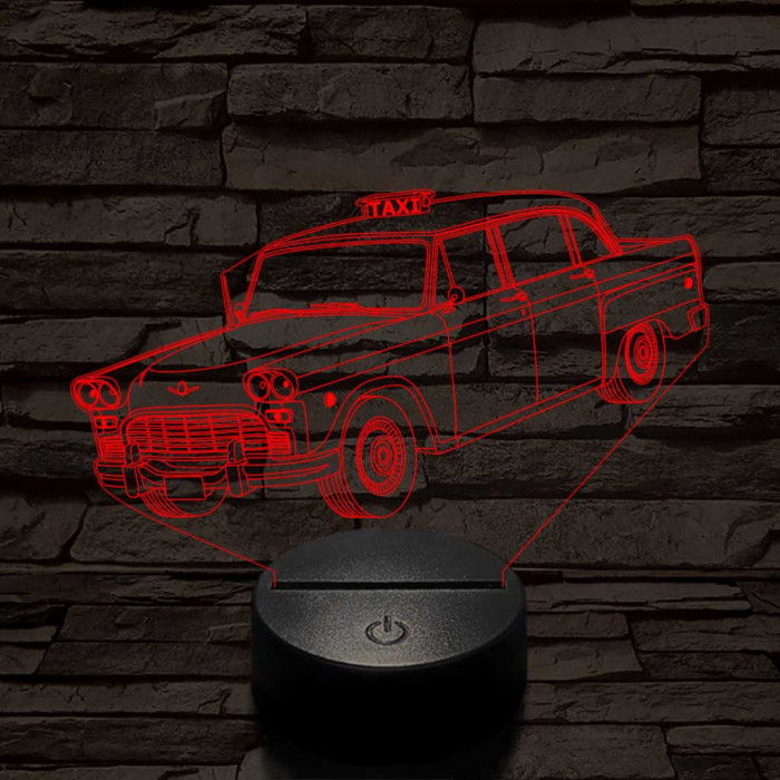 Checker A8-as taxi 7 színű 3D led lámpa
