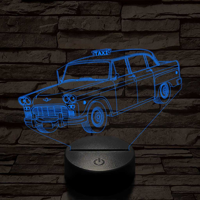 Checker A8-as taxi 7 színű 3D led lámpa