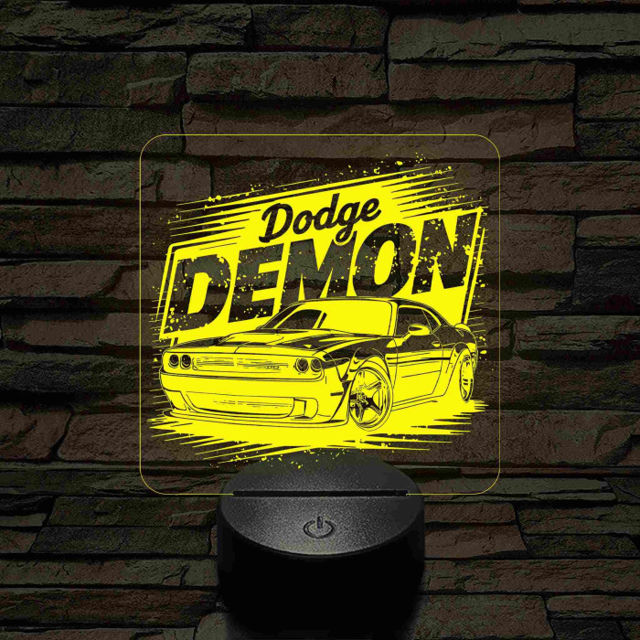 Dodge Challenger Demon 7 színű 3D led lámpa