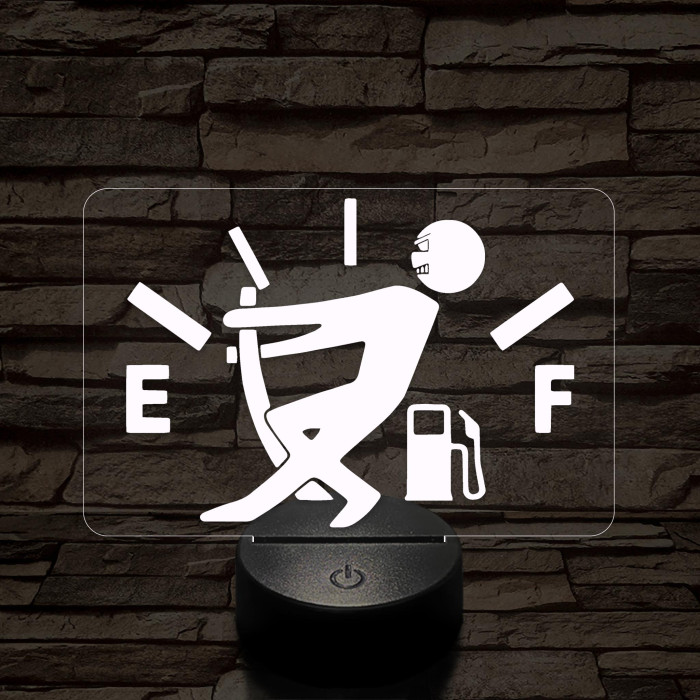 Üzemanyag mérő 7 színű  3D led lámpa