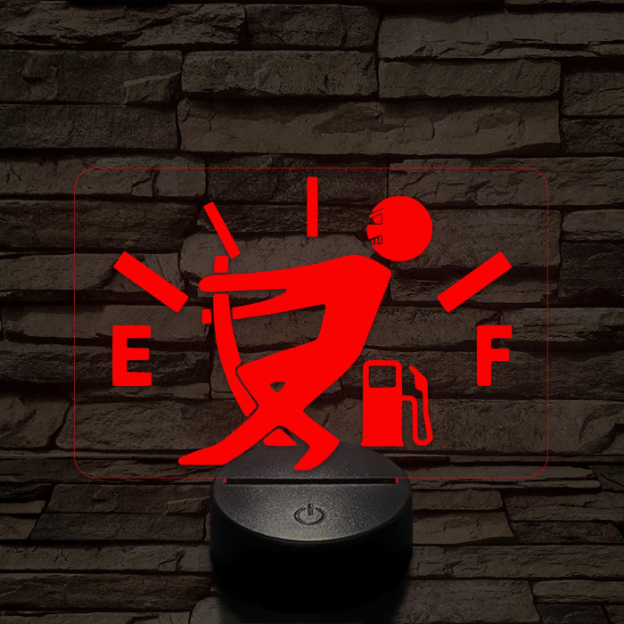 Üzemanyag mérő 7 színű  3D led lámpa