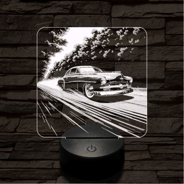 Old Timer gyöngyszem autó 7 színű valósághű 3D led lámpa