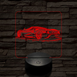 Vagány sportkocsi 7 színű valósághű 3D led lámpa
