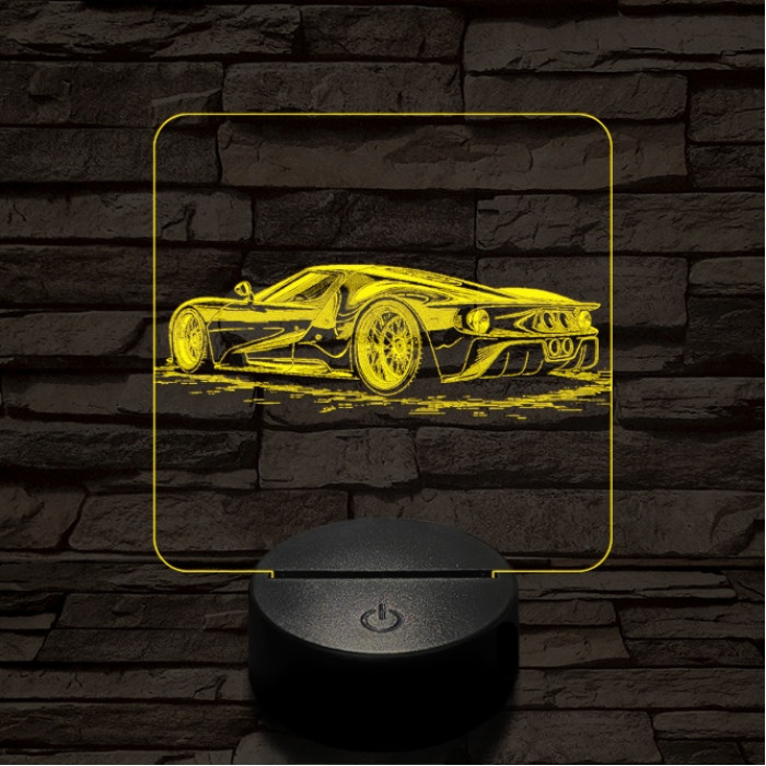 Vagány sportkocsi 7 színű valósághű 3D led lámpa