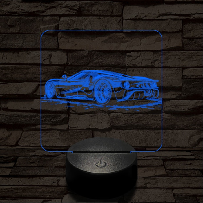 Vagány sportkocsi 7 színű valósághű 3D led lámpa