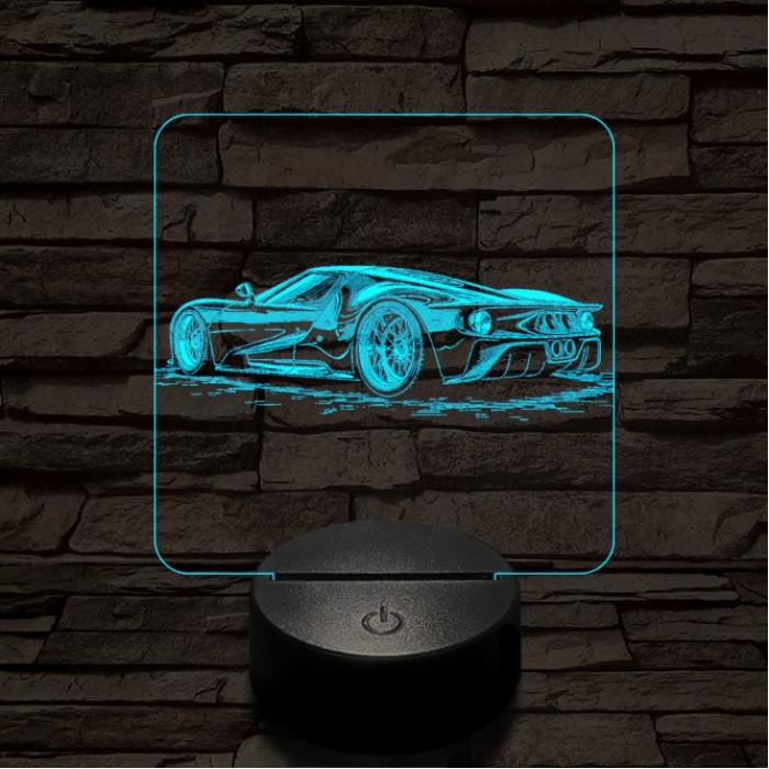 Vagány sportkocsi 7 színű valósághű 3D led lámpa