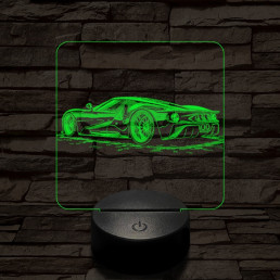 Vagány sportkocsi 7 színű valósághű 3D led lámpa