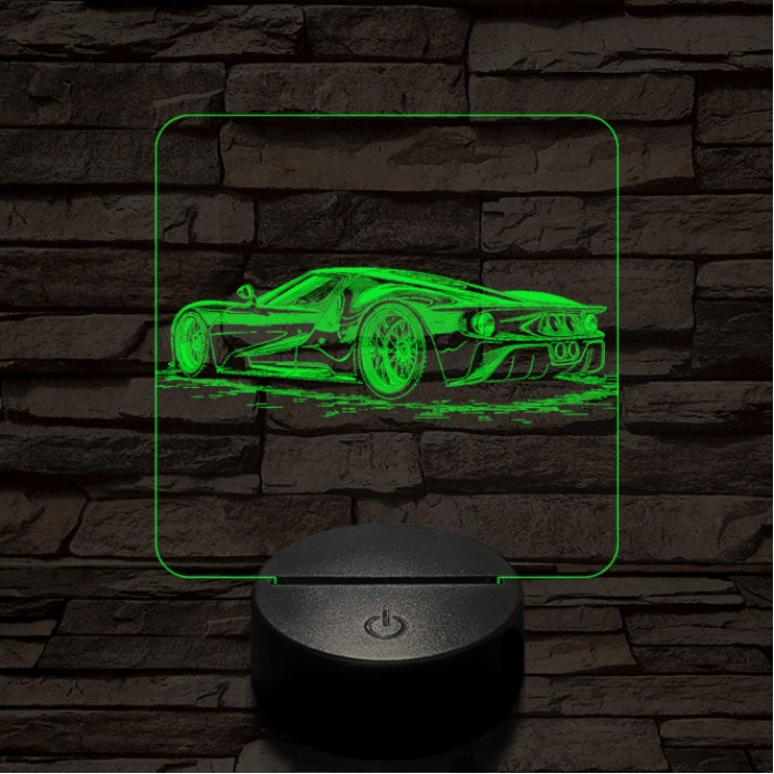 Vagány sportkocsi 7 színű valósághű 3D led lámpa