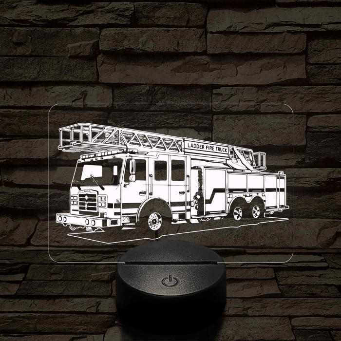 Létrás tűzoltóautó 7 színű  3D led lámpa