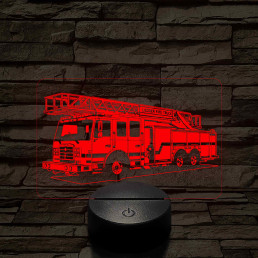 Létrás tűzoltóautó 7 színű  3D led lámpa