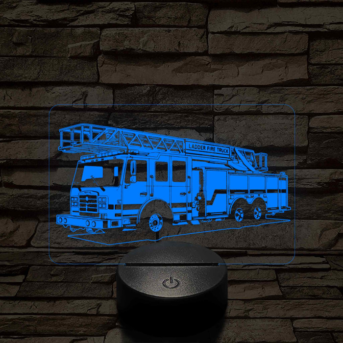Létrás tűzoltóautó 7 színű  3D led lámpa