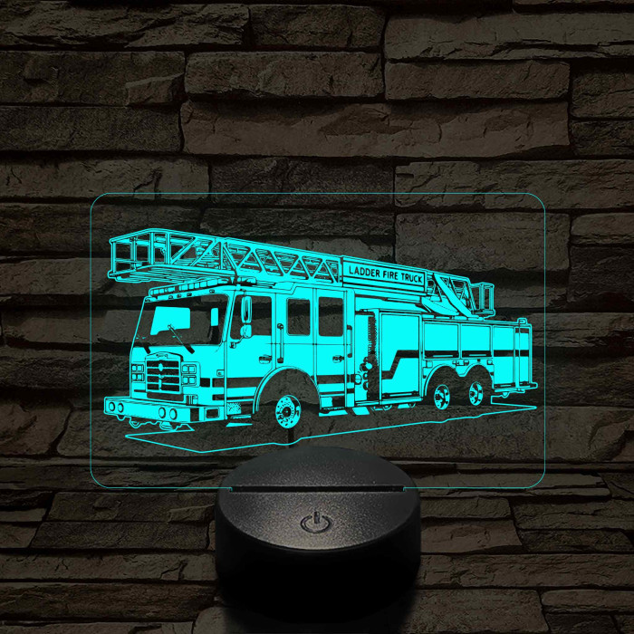 Létrás tűzoltóautó 7 színű  3D led lámpa