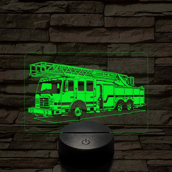 Létrás tűzoltóautó 7 színű  3D led lámpa