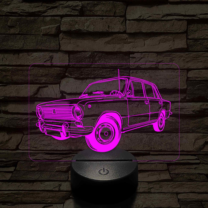 Lada 1200 7 színű 3D led lámpa – Klasszikus autórajongóknak