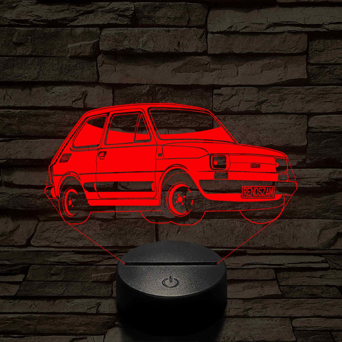 Fiat Polski 126 7 színű 3D led lámpa