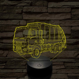 Egyedi rendszámmal gravírozható kukásautó 7 színű 3D led lámpa