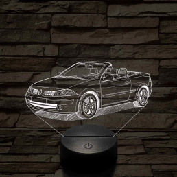 Renault Megane Cabrio 2005 – 7 színű 3D LED lámpa egyedi rendszámmal gravírozható