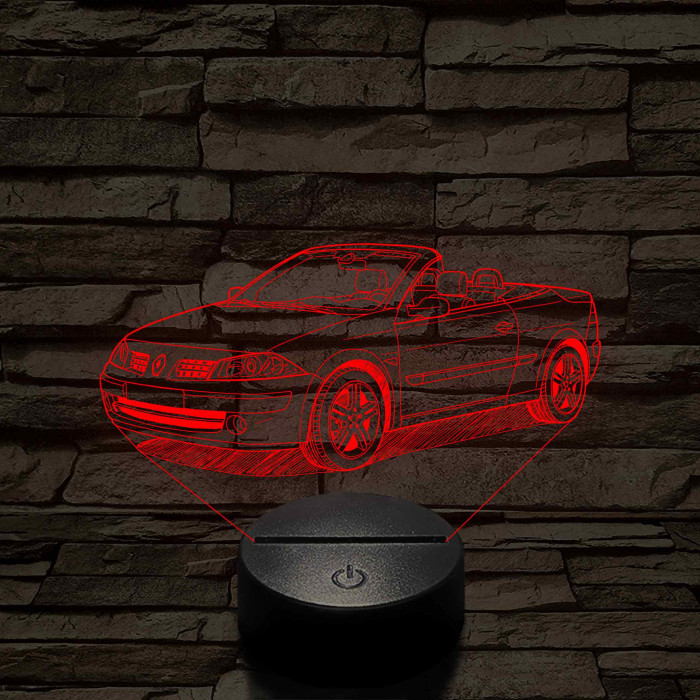 Renault Megane Cabrio 2005 – 7 színű 3D LED lámpa egyedi rendszámmal gravírozható