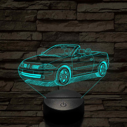 Renault Megane Cabrio 2005 – 7 színű 3D LED lámpa egyedi rendszámmal gravírozható