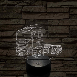 Scania kamion rendszámmal - 7 színű, színváltós 3D LED lámpa