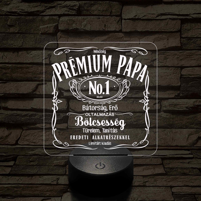 Prémium Papa whiskey stílusban - 7 színű 3D led lámpa