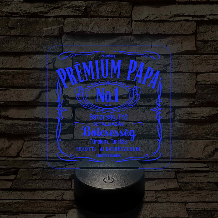 Prémium Papa whiskey stílusban - 7 színű 3D led lámpa
