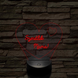 Szeretlek Mama! - 7 színű, színváltós 3D led lámpa
