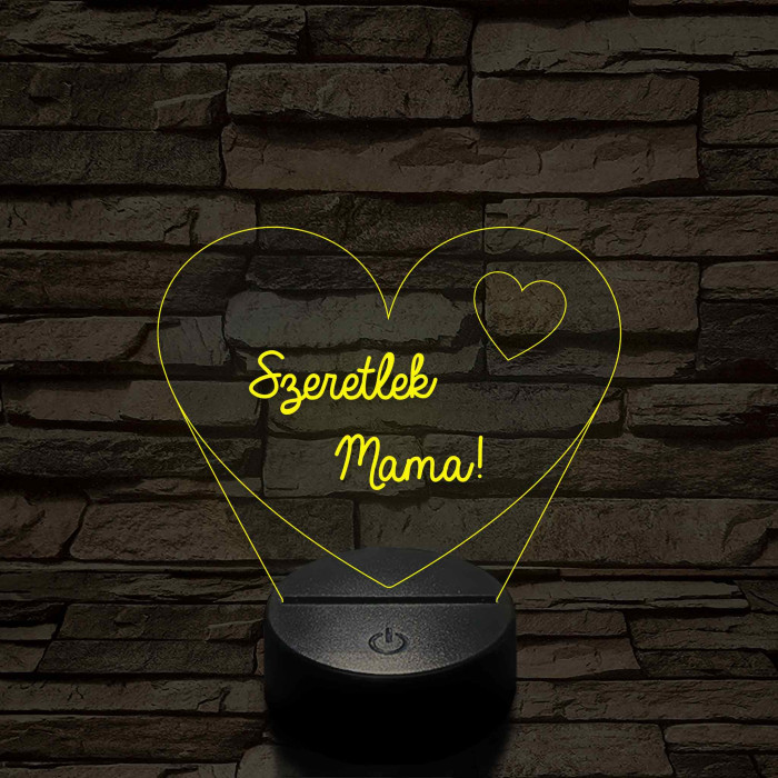 Szeretlek Mama! - 7 színű, színváltós 3D led lámpa
