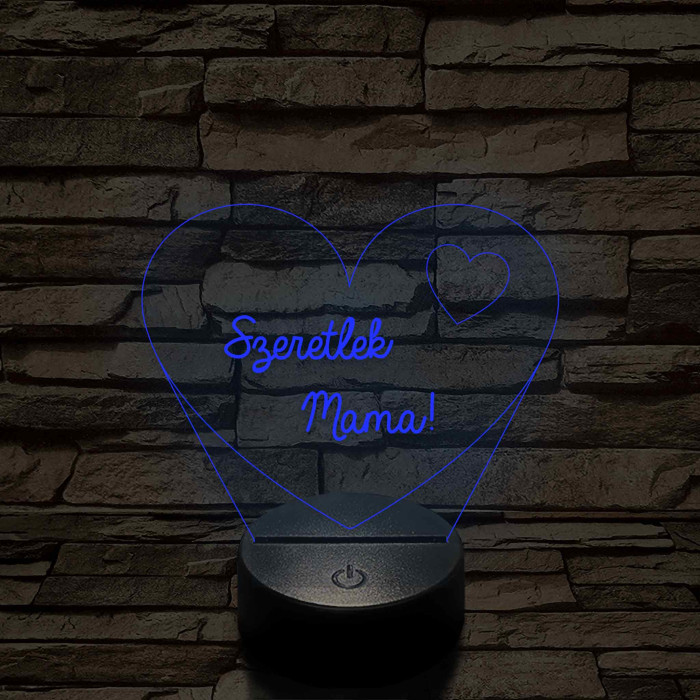 Szeretlek Mama! - 7 színű, színváltós 3D led lámpa