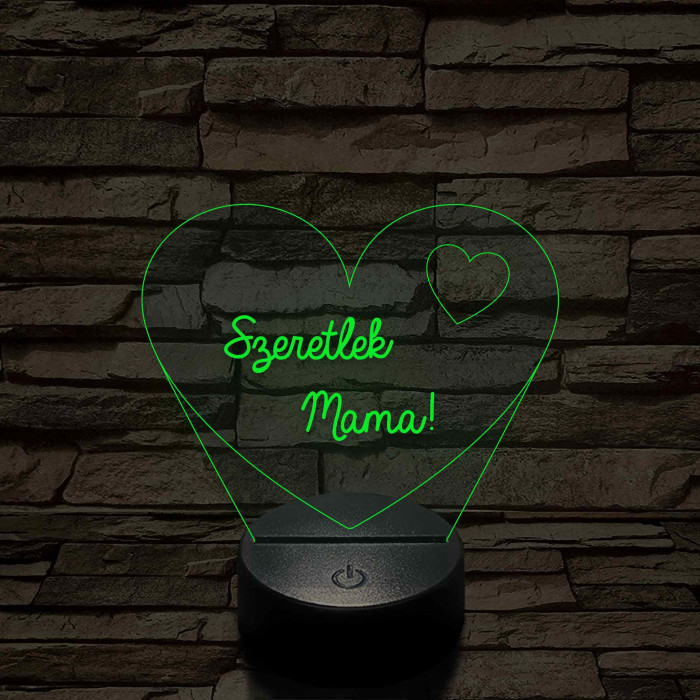 Szeretlek Mama! - 7 színű, színváltós 3D led lámpa