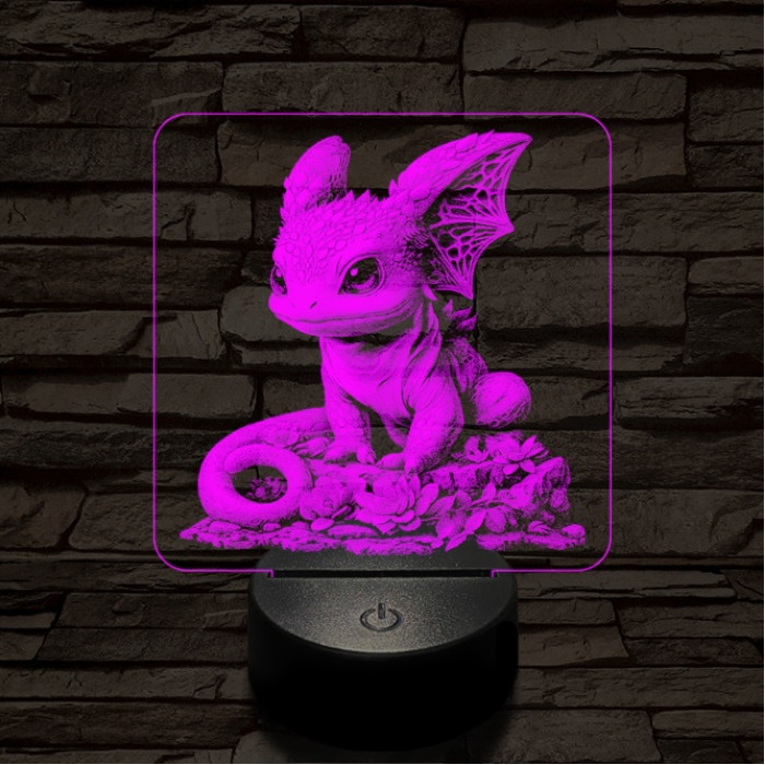 Sárkánybébi 7 színű valósághű 3D led lámpa