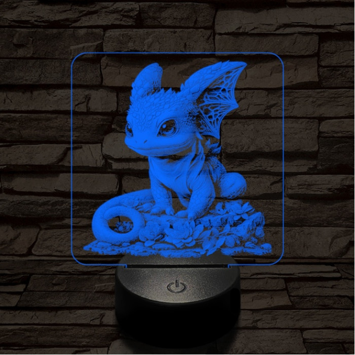 Sárkánybébi 7 színű valósághű 3D led lámpa
