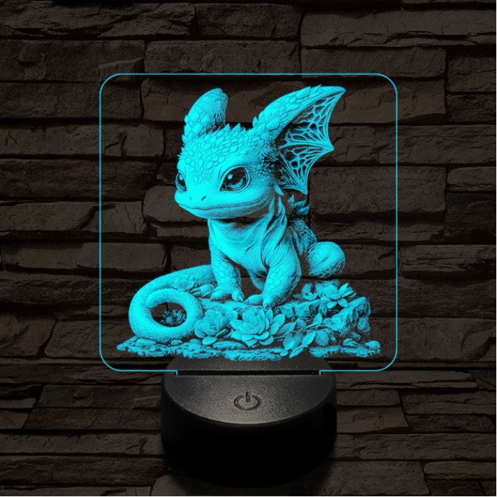 Sárkánybébi 7 színű valósághű 3D led lámpa