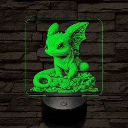 Sárkánybébi 7 színű valósághű 3D led lámpa