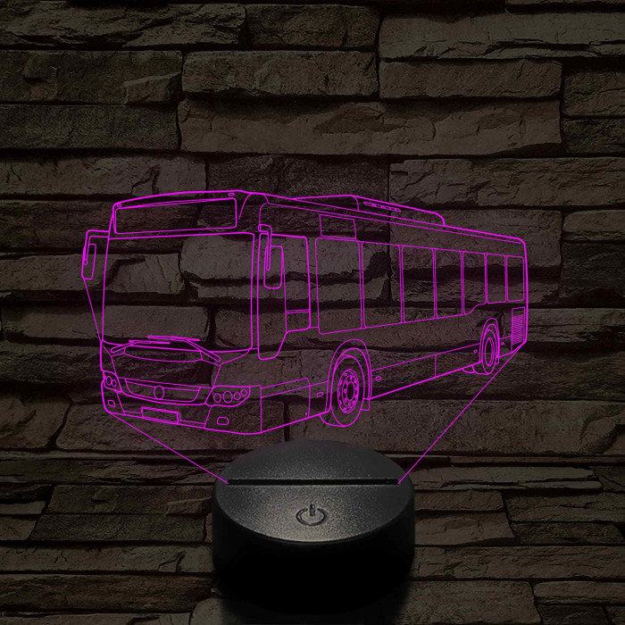 Személyre Szabható Buszos Műanyagtalpas 3D LED Lámpa 