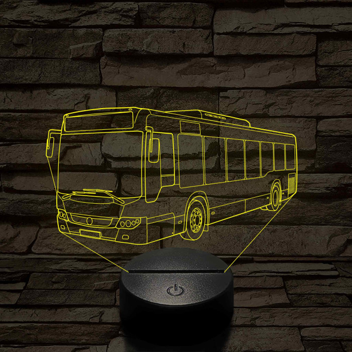 Személyre Szabható Buszos Műanyagtalpas 3D LED Lámpa 