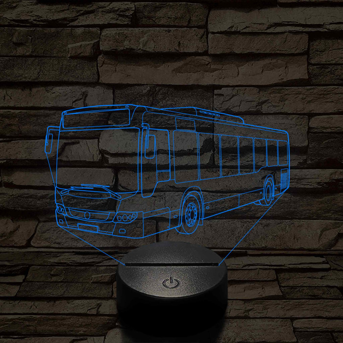Személyre Szabható Buszos Műanyagtalpas 3D LED Lámpa 