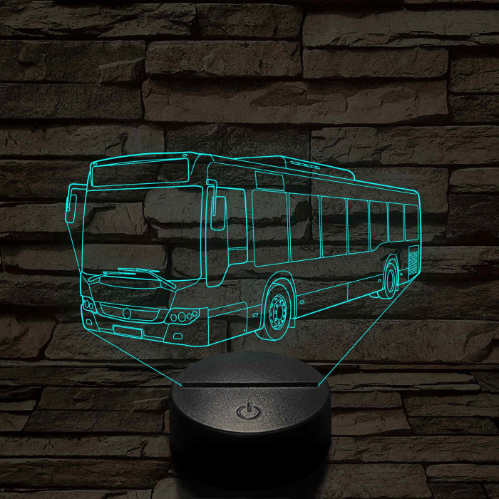 Személyre Szabható Buszos Műanyagtalpas 3D LED Lámpa 