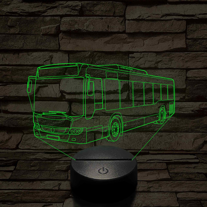 Személyre Szabható Buszos Műanyagtalpas 3D LED Lámpa 