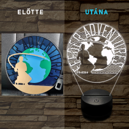 Egyedi Logós 3D 7 színben világító 3D LED Lámpa – Műanyagtalpas, Gravírozott, Átdolgozott Képpel