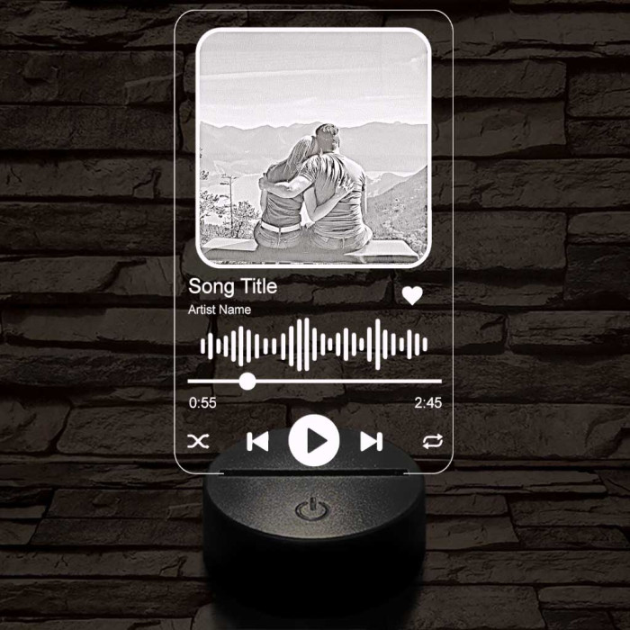 Zene-lejátszóba fotógravírozás 7 színű 3D led lámpa